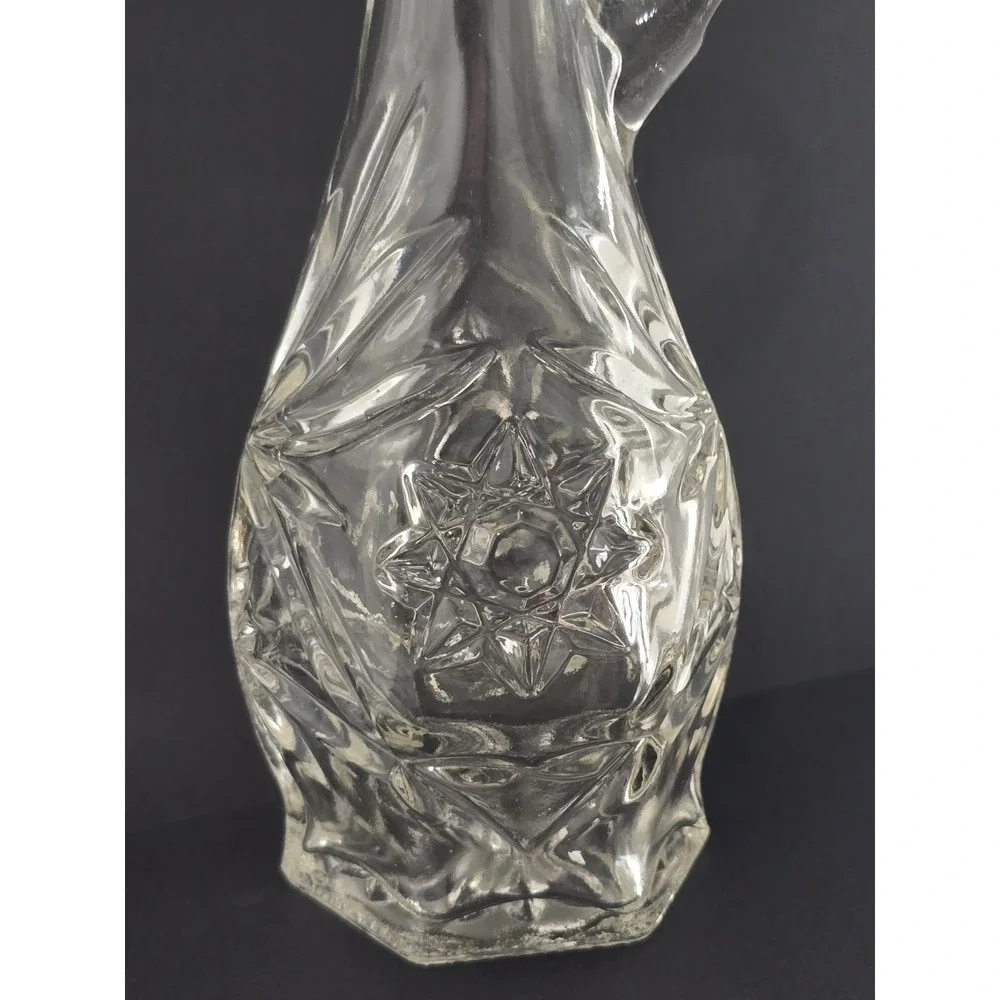 Anchor Hocking Early American Prescut Glass Oil Vinegar Cruet W/ Stopper Vintage